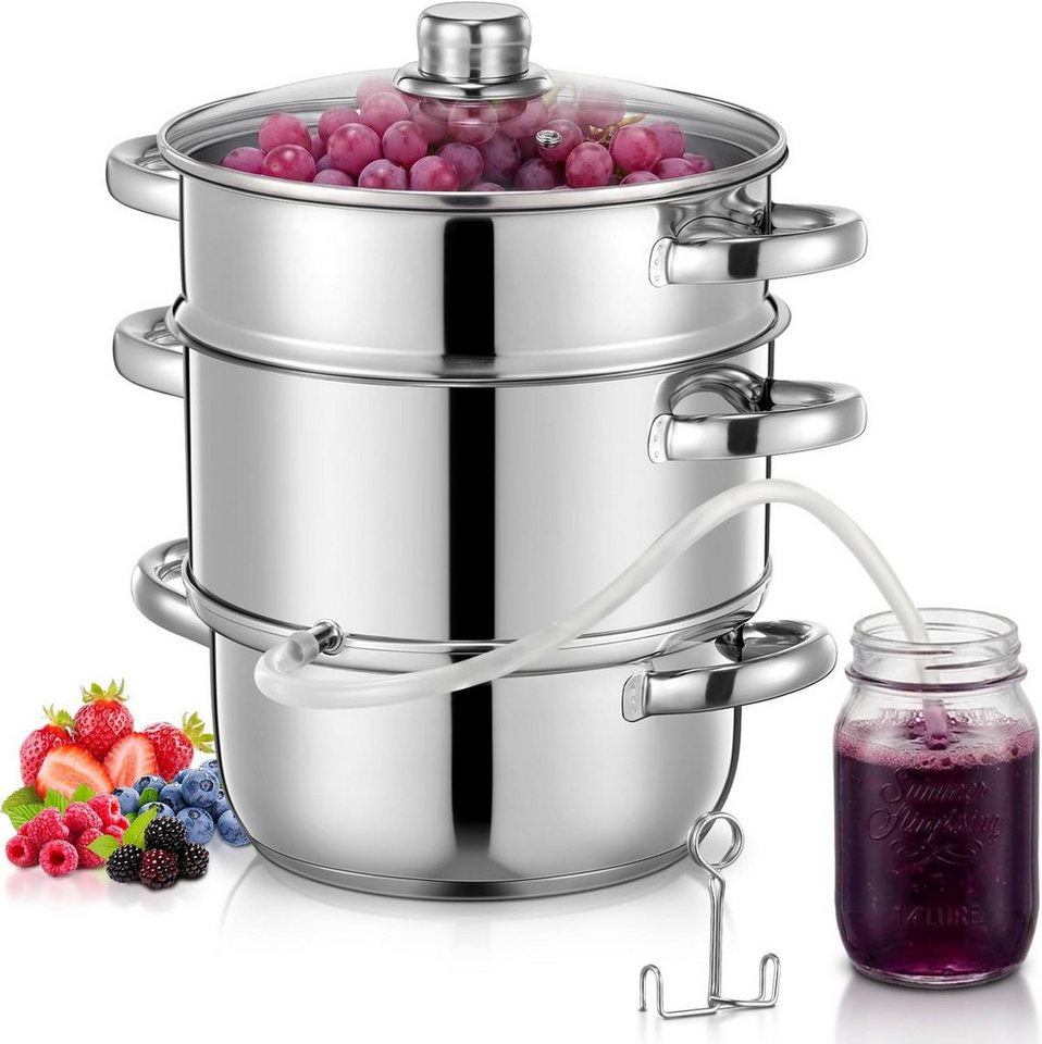FOHERE Entsafter Dampfentsafter 5L Edelstahl, Saftentsafter Topf für frisches Obst Bild 4