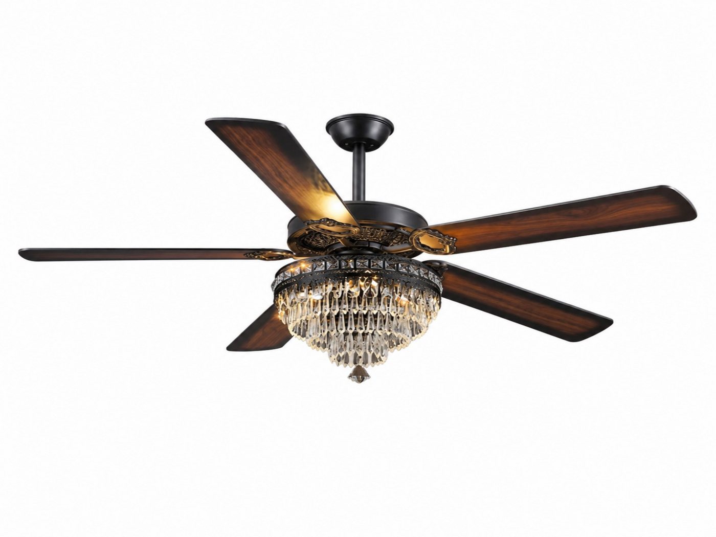 Surtime Deckenventilator im Kristall-Design, 5 wendbare Holzflügel, 6 Geschwindigkeitsstufen, LED-Beleuchtung mit 3 Farben, 70W, ⌀ 132 cm Bild 3