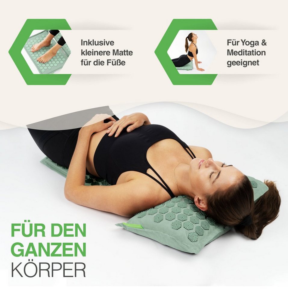 BACKLAxx® Akupressurmatte Set "Magnum" mit Kissen, Tuch & Tasche - XL- Akupressurmatte (Akupressurmatten Set, 5teilig + gratis-Download), 20.844 Spitzen für Anfänger und Schmerzempfindliche Bild 4