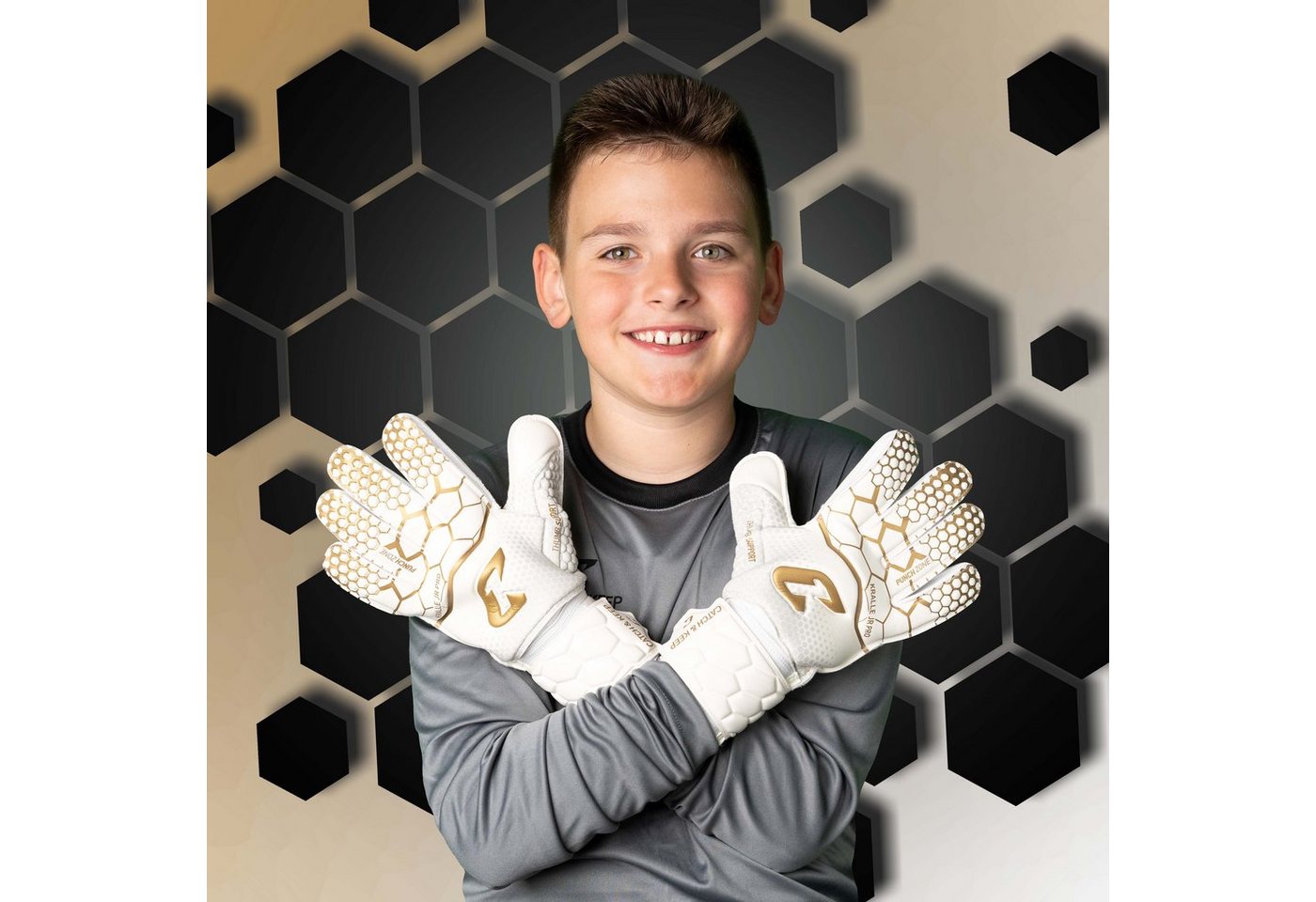 Catch & Keep Torwarthandschuhe Torwarthandschuhe kinder mit Fingrschutz&Grip für starken Halt Pro 3.0 (1-St) Bild 5