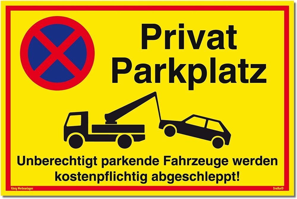 König Werbeanlagen Hinweisschild Schild Privatparkplatz gelb, stabiles Alu-Schild mit UV-Schutz 30 x 20 cm Bild 2