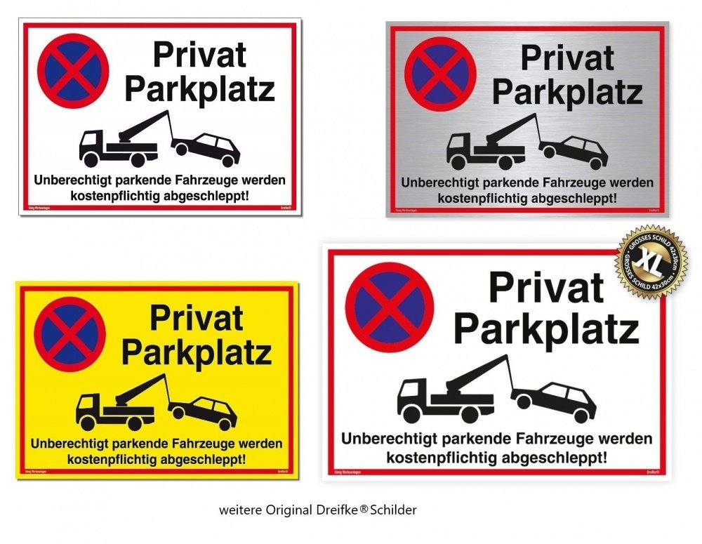 König Werbeanlagen Hinweisschild Schild Privatparkplatz Silber, stabiles Alu-Schild mit UV-Schutz 30 x 20 cm Bild 2