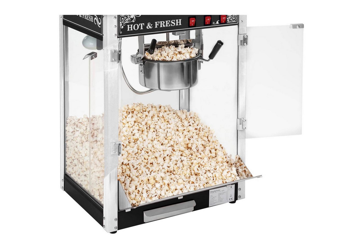 Royal Catering Popcornmaschine Popcornmaker mit Wagen 1500 W 5 kg/h schwarz Popcornautomat Teflon