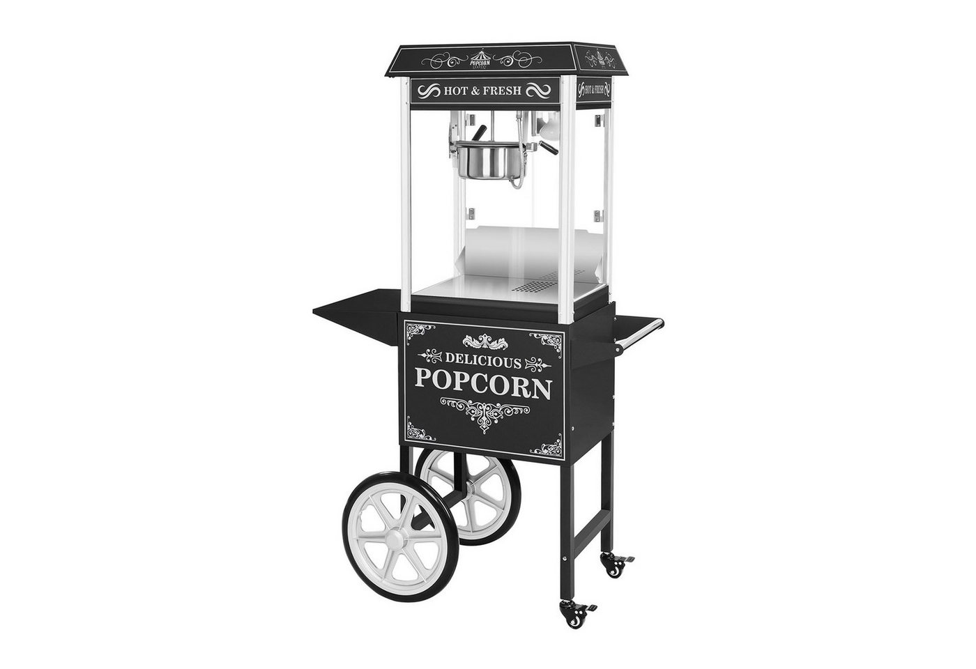 Royal Catering Popcornmaschine Popcornmaker mit Wagen 1500 W 5 kg/h schwarz Popcornautomat Teflon Bild 3