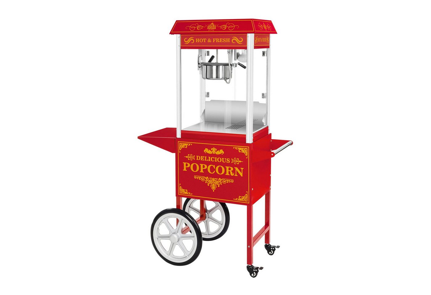 Royal Catering Popcornmaschine 5kg/h Popcornmaker mit Wagen Popcornautomat 1500 W Rot Retro Profi Bild 4