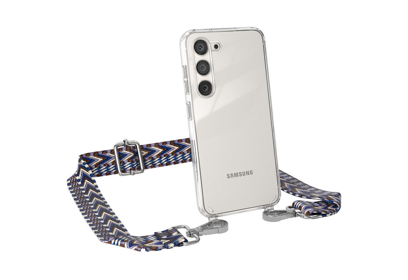EAZY CASE Handykette Boho Umhängeband für Samsung Galaxy S23 6,1 Zoll, Handyband zum Wechseln geflochtenes Taschenband Festivalbag Boho Blau Bild 2