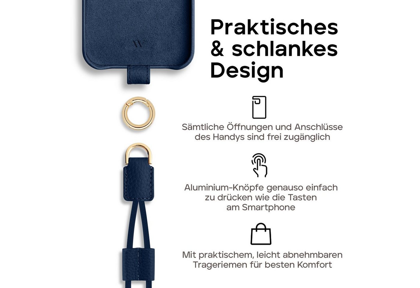wiiuka Handykette skiin LOOP Hülle für iPhone 15 Pro, Handyhülle / Kette, Handgefertigt - Deutsches Leder, Premium Case Bild 2
