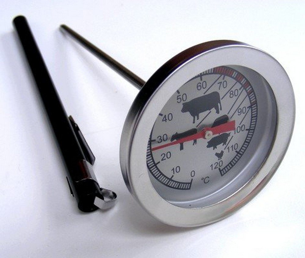 DIW Bratenthermometer Fleischthermometer Bratenthermometer mit Köcher LT-101, Komplettset 1-tlg., Braten-/Fleisch-Einstichthermometer, Schutzkappe, Bedienungsanleitung, Fleisch-Schonung, Schutz-Köcher Bild 2