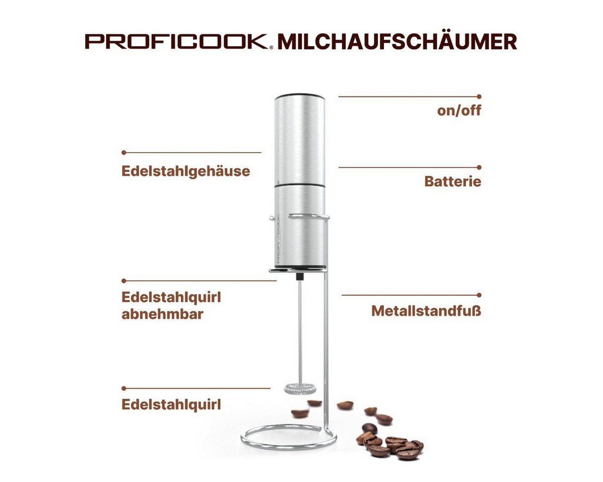 ProfiCook Milchaufschäumer PC-MS 1273, Milchaufschäumer mit Edelstahlständer Bild 5