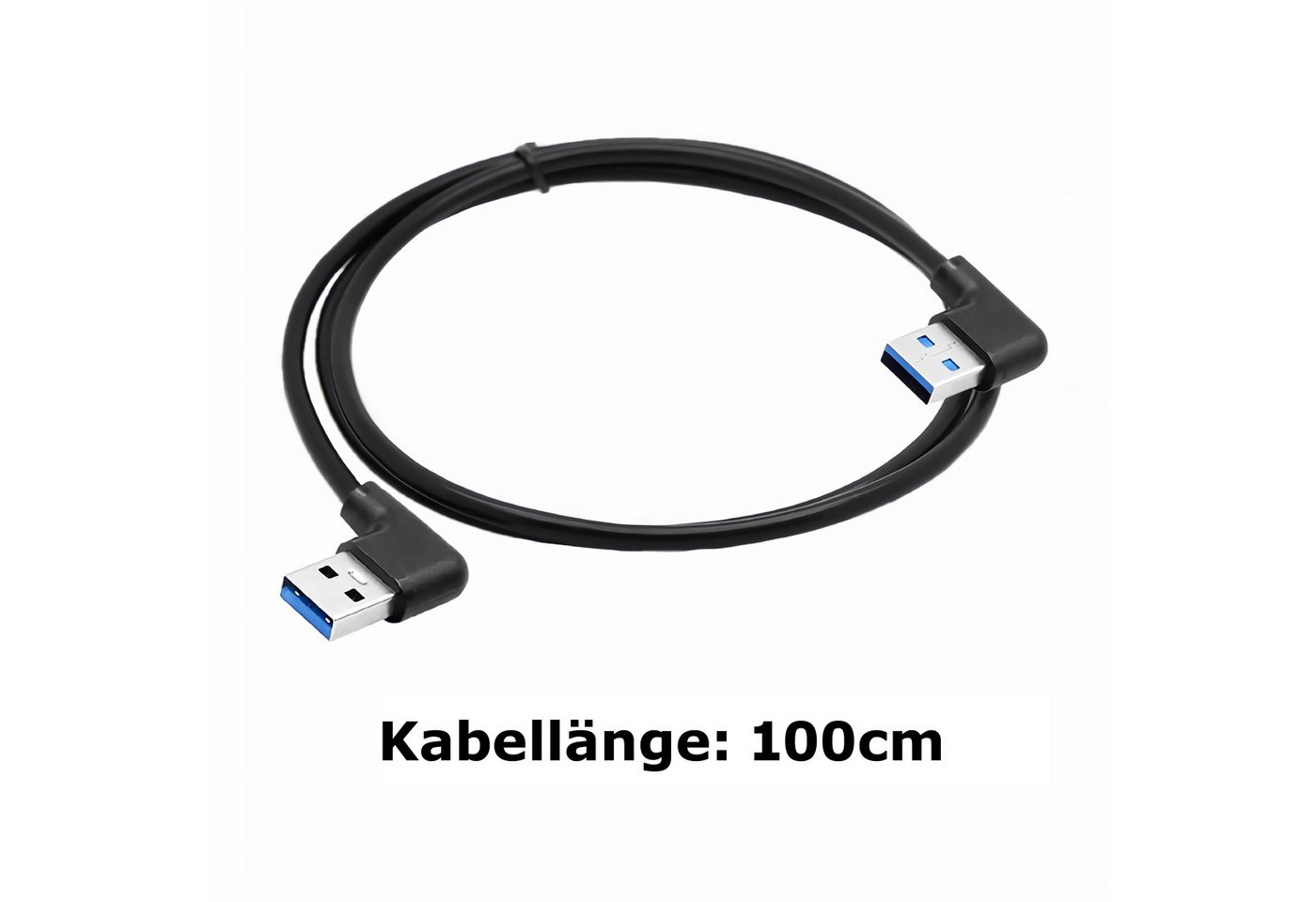 Bolwins O50 USB 3.0 Kabel Adapter Datenkabel USB A zu A Verbindungskabel 100cm USB-Kabel, USB 3.0 Typ A Stecker links abgewinkelt, USB 3.0 Typ A Stecker rechts abgewinkelt (100 cm), Beidseitig abgewinkelt, Knickschutz, robuste Metallstecker