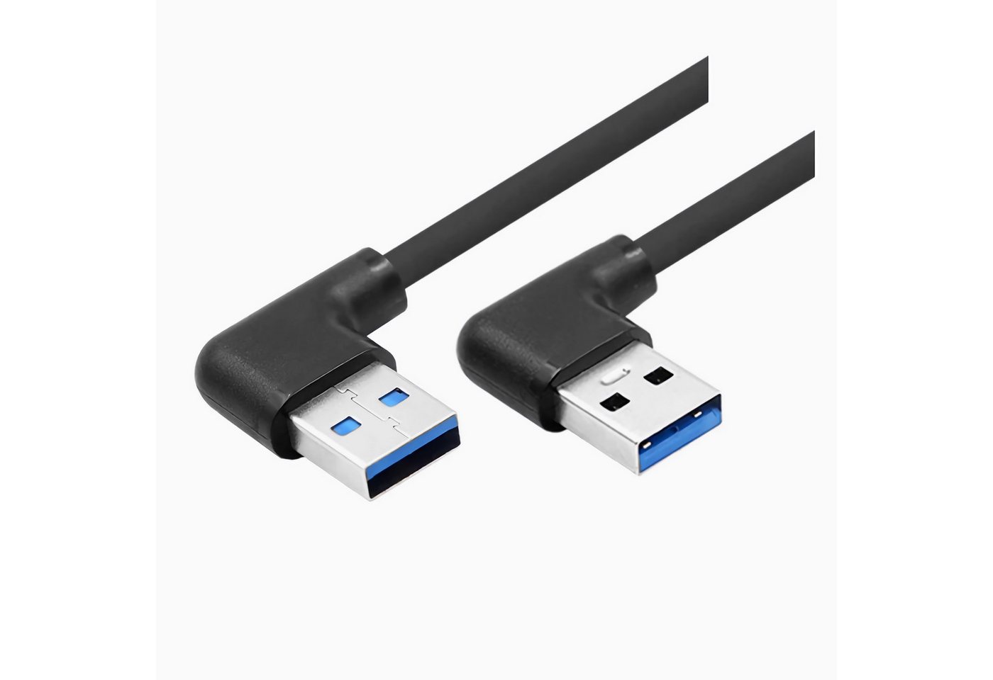 Bolwins O50 USB 3.0 Kabel Adapter Datenkabel USB A zu A Verbindungskabel 100cm USB-Kabel, USB 3.0 Typ A Stecker links abgewinkelt, USB 3.0 Typ A Stecker rechts abgewinkelt (100 cm), Beidseitig abgewinkelt, Knickschutz, robuste Metallstecker Bild 4