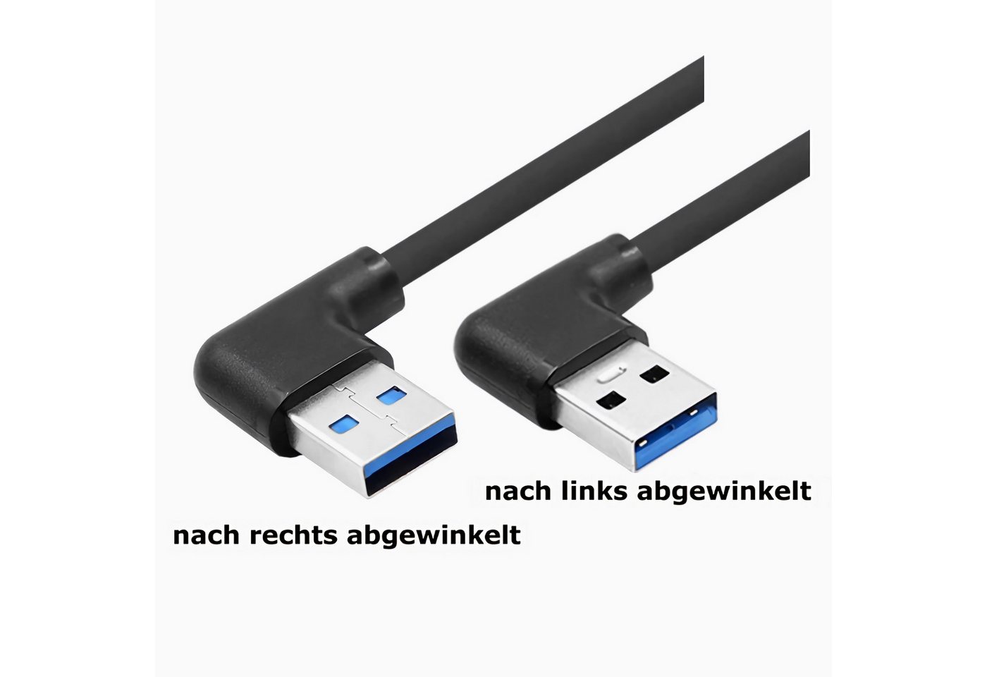 Bolwins O50 USB 3.0 Kabel Adapter Datenkabel USB A zu A Verbindungskabel 100cm USB-Kabel, USB 3.0 Typ A Stecker links abgewinkelt, USB 3.0 Typ A Stecker rechts abgewinkelt (100 cm), Beidseitig abgewinkelt, Knickschutz, robuste Metallstecker Bild 5