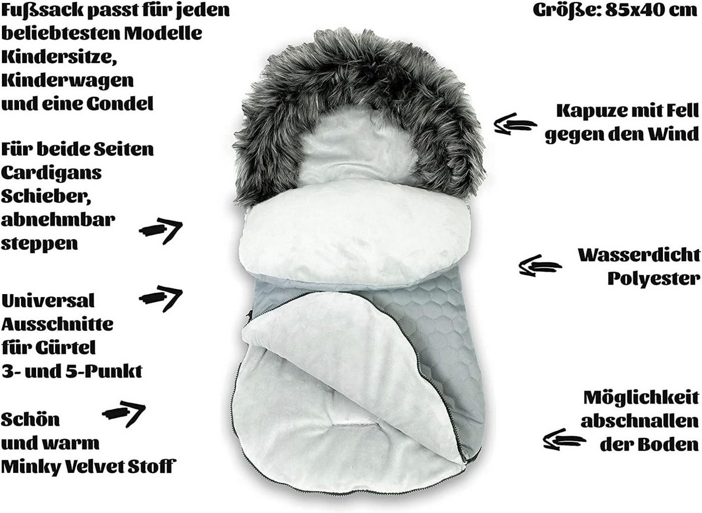 GOLDKIDS Fußsack Winter Herbst Fußsack für Kinderwagen Babyschale (Schlittensack Baby, Fußsack Kuschelsack), Winterfußsack 48 x 90 cm Bild 3