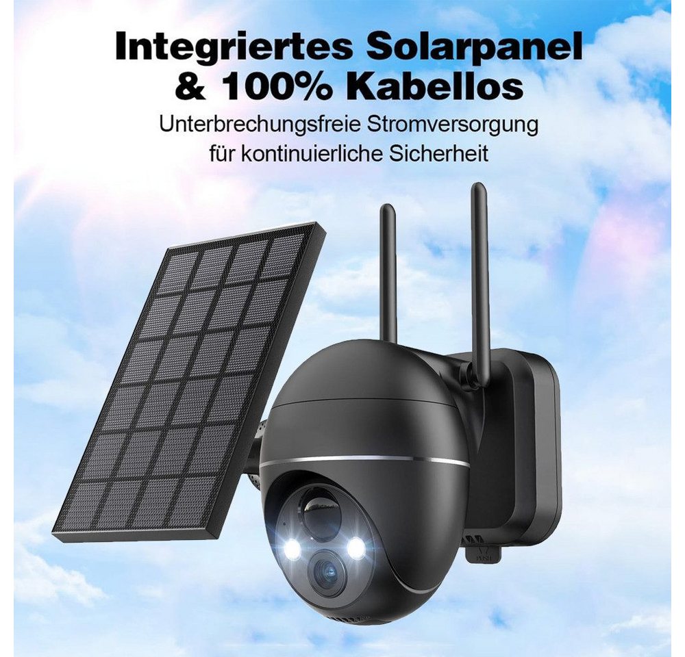 Topcony Überwachungskamera 5MP FHD Überwachungskamera Aussen Akku Kabellose WLAN (Aussen, Außenbereich, außen, Alexa-kompatibel Außenkamera mit Solarpanel Wasserdichte, 1-tlg., WLAN Kamera PIR Bewegungserkennung FHD Nachtsicht, Licht-und Tonalarm 2-Wege-Audio 4DBi WLAN-Antenne) Bild 2