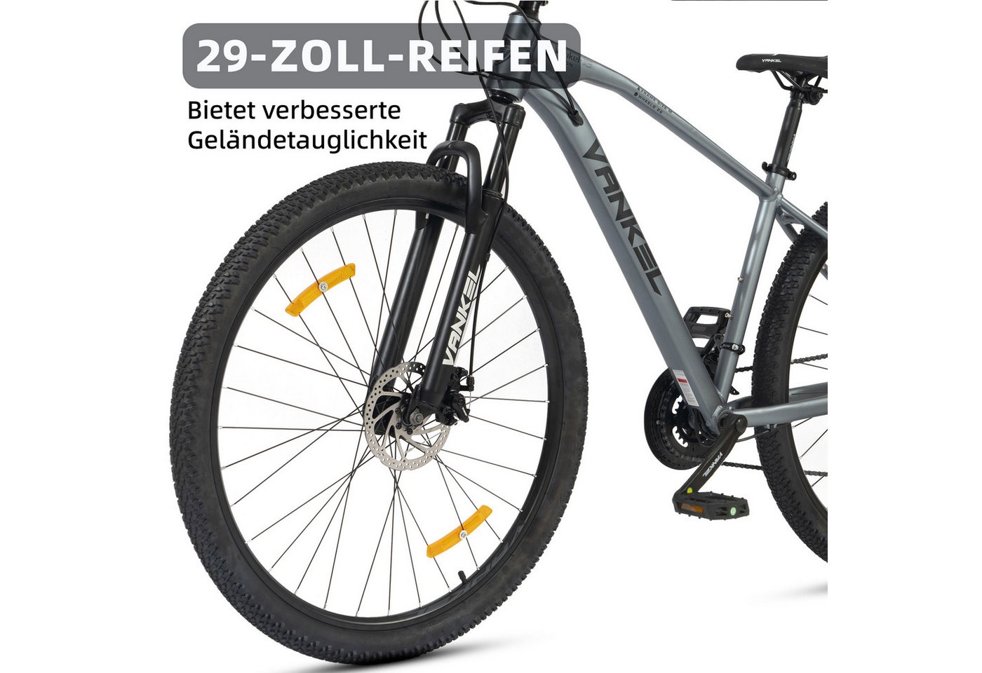Vankel Mountainbike MTB 29 Zoll Fahrrad für Damen und Herren, Shimano 21 Gang, 21 Gang Shimano Shimano Tourney RD-TZ500 Schaltwerk, Kettenschaltung, Hardteil Fahrrad mit Doppel-Scheibenbremsen, für Damen Herren Bild 5