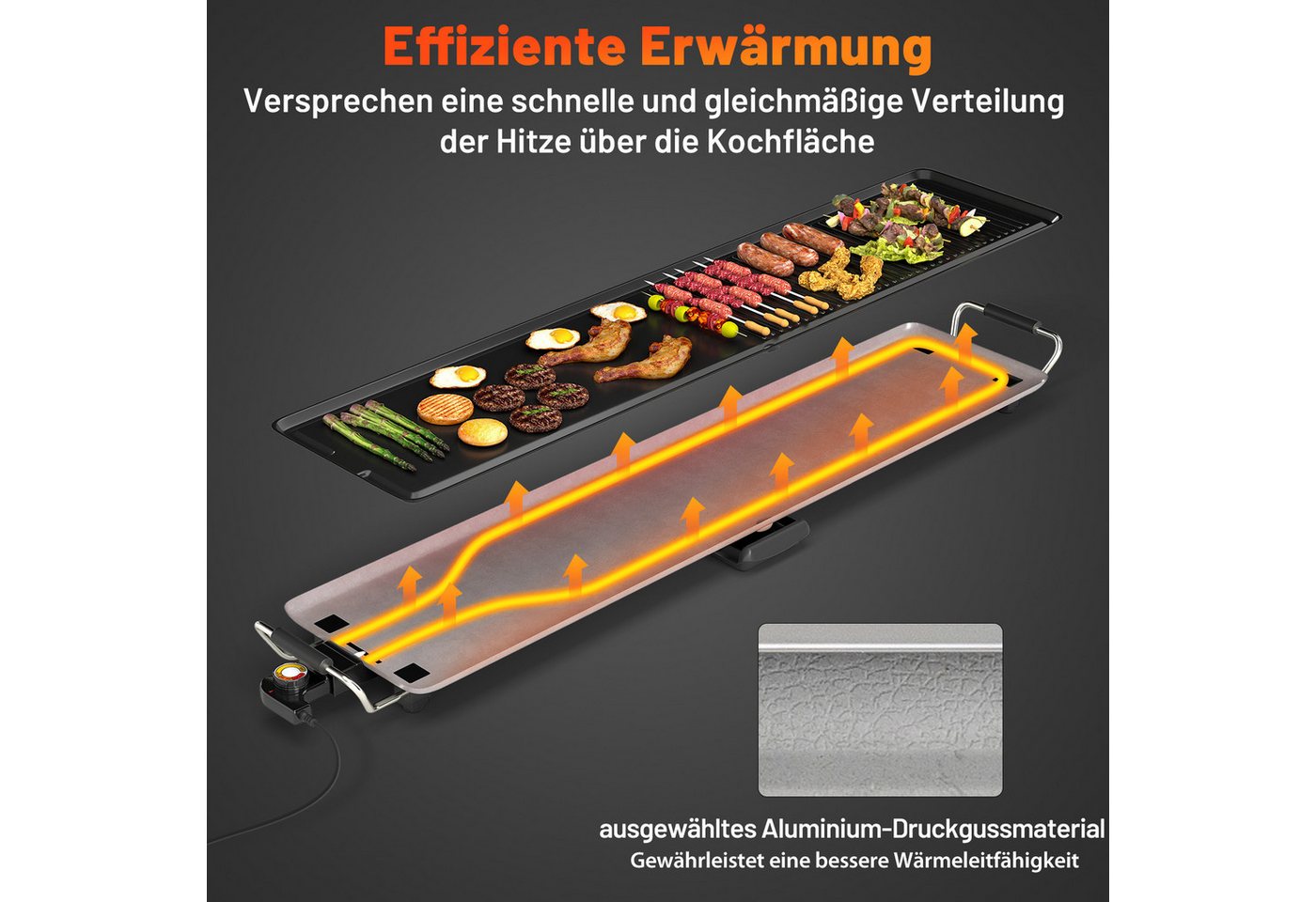 COSTWAY Warmhalteplatte, 1800W Elektrogrill mit Einstellbarer Temperatur, 90cm Bild 2