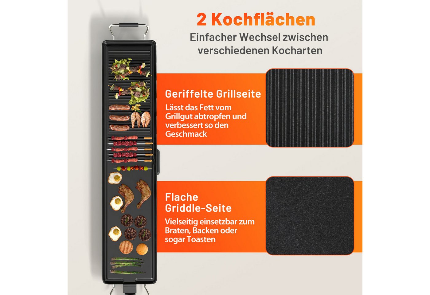 COSTWAY Warmhalteplatte, 1800W Elektrogrill mit Einstellbarer Temperatur, 90cm Bild 4