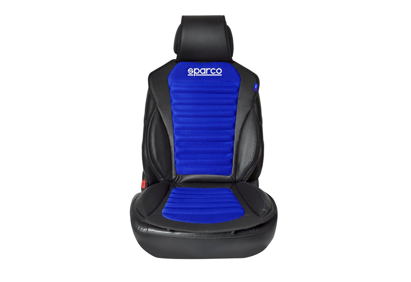 OMAC Autositzbezug SPARCO Sitzkissen Sitzauflage Universal Auto Sitzschutz Schwarz Blau, Atmungsaktiv, sportliches Aussehen, ergonomisch Bild 2