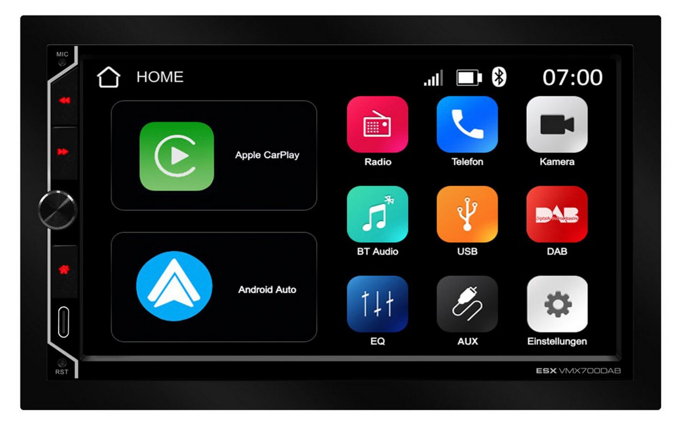 ESX VISION VMX700DAB Universal 2-DIN Media Moniceiver 17,8cm 7" Touchsreen Autoradio (Freisprecheinrichtung) Bild 4