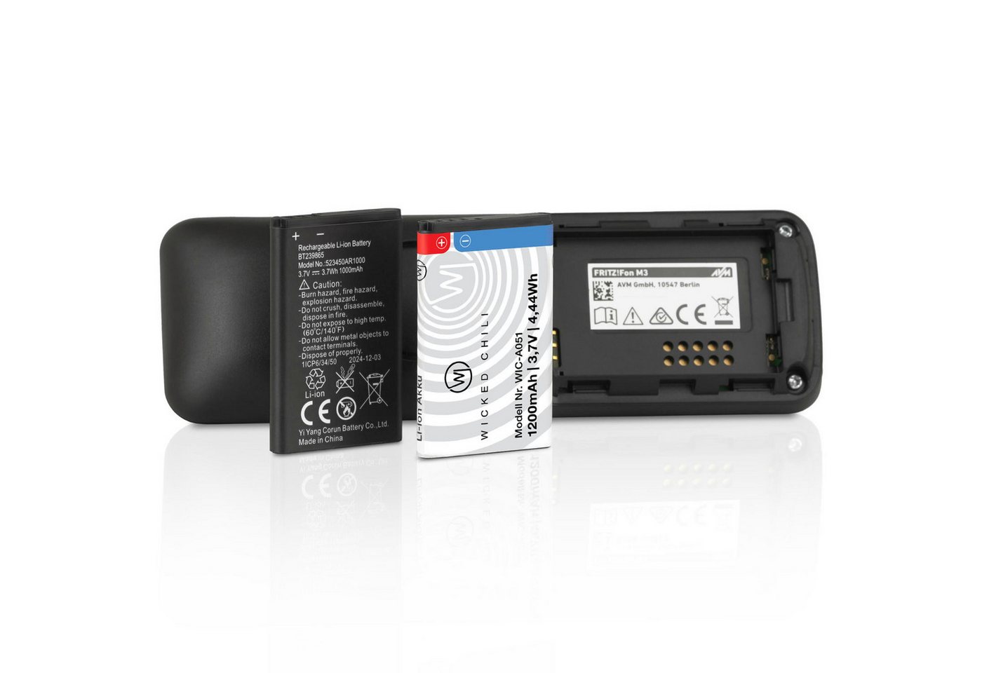 Wicked Chili 1x Akku für FRITZ!Fon M3 Zusatzakku Ersatzakku Batterie Zusatz-Akku M3 Pro Series (3,7 V), Akku geeignet für AMV Fritz!Fon M3 Bild 3