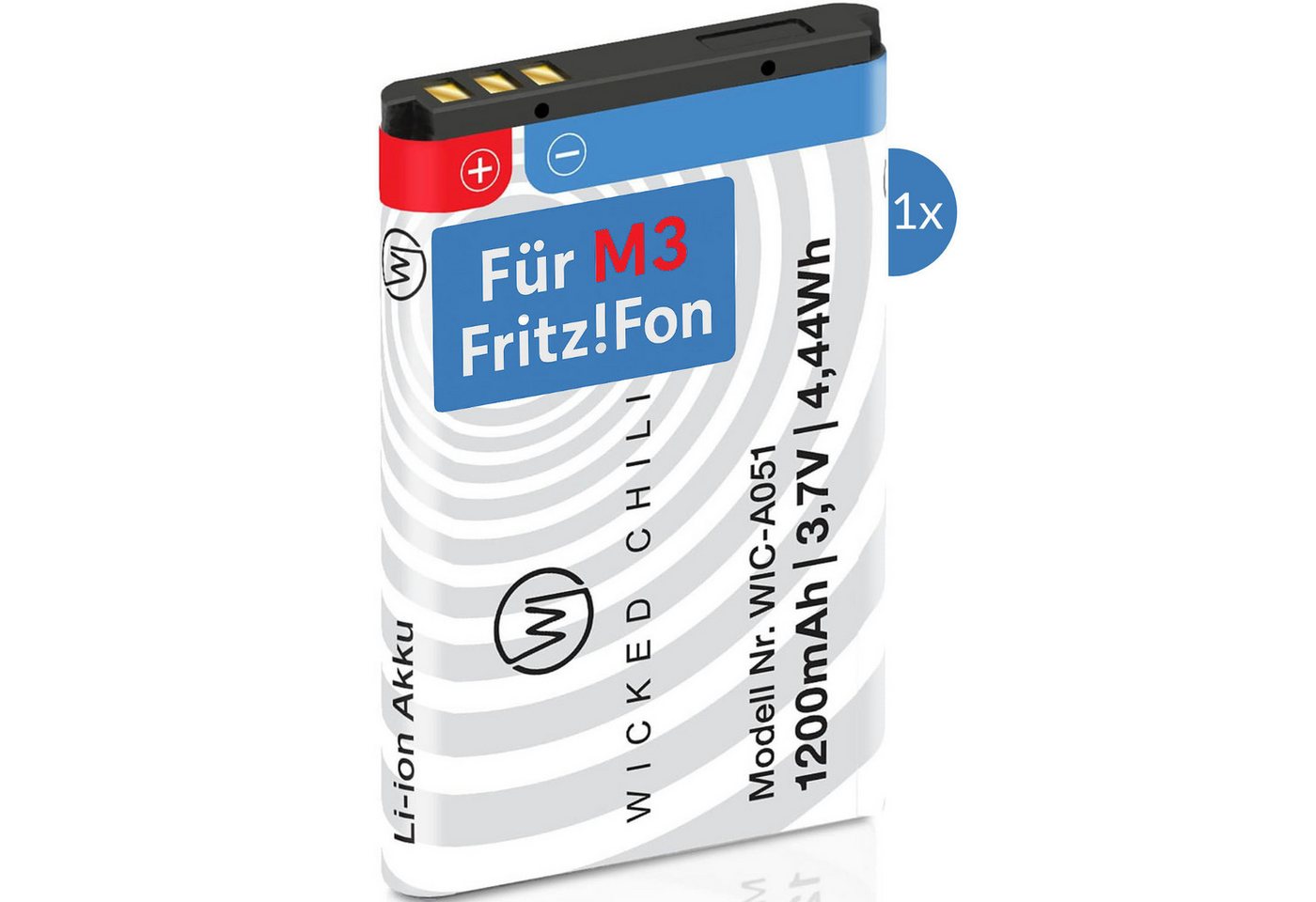Wicked Chili 1x Akku für FRITZ!Fon M3 Zusatzakku Ersatzakku Batterie Zusatz-Akku M3 Pro Series (3,7 V), Akku geeignet für AMV Fritz!Fon M3 Bild 5