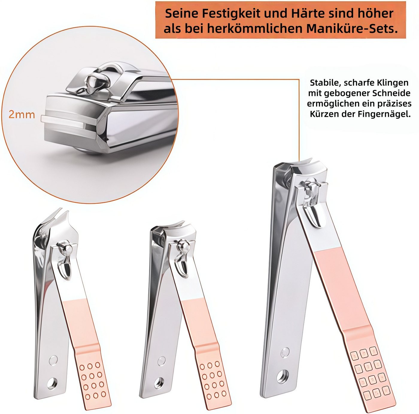 FOUORTUNATE-BEE Maniküre-Pediküre-Set 18-teiliges Pediküre-Set aus Edelstahl für Damen, Reisegeeignet, Professionelles Nagel- und Fußpflege-Set für Zuhause und Reisen Bild 4