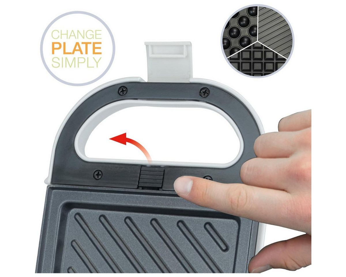 KORONA 3-in-1-Sandwichmaker mit Wechselplatten für Sandwiches Waffeln und Grillen Bild 2