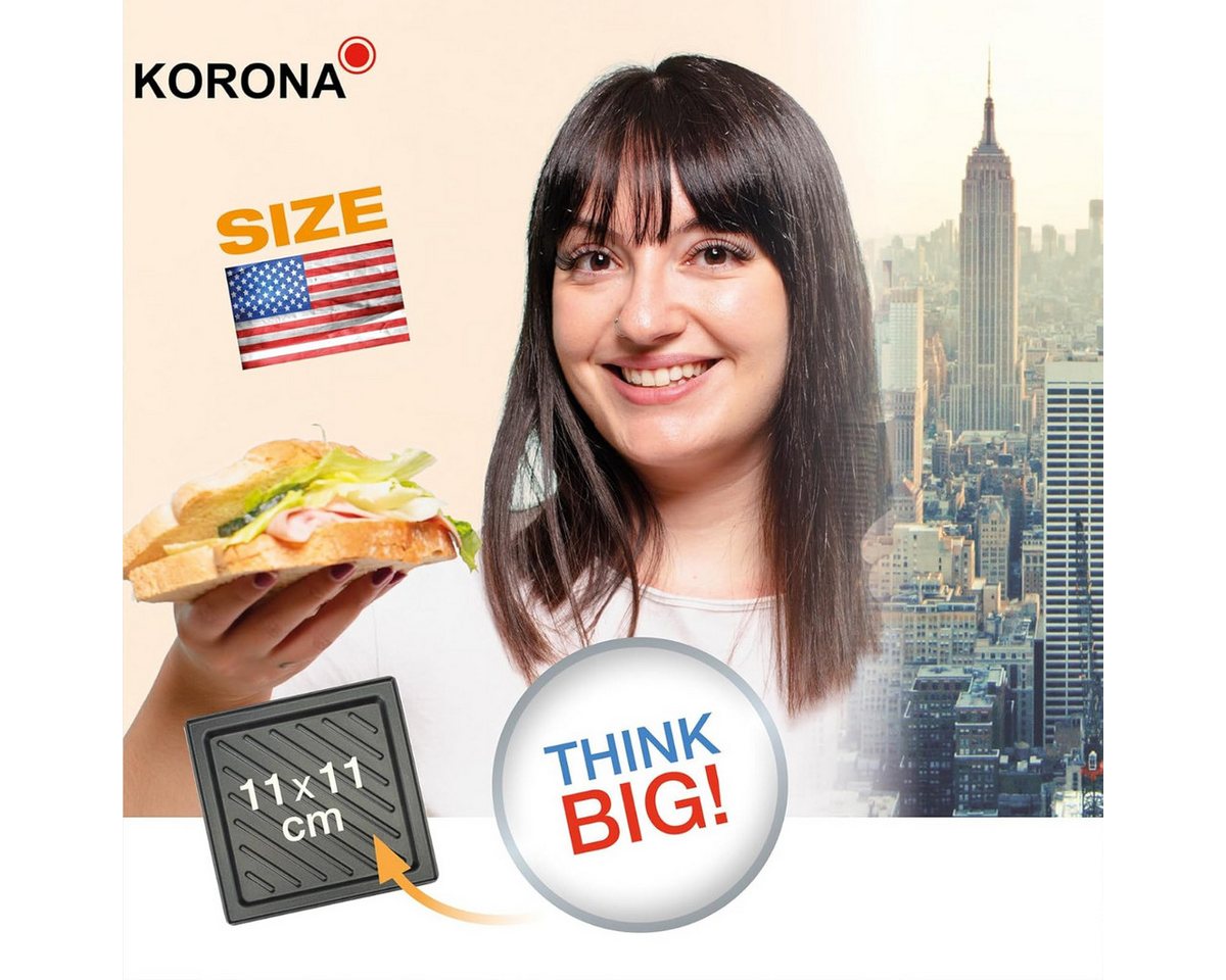 KORONA 3-in-1-Sandwichmaker mit Wechselplatten für Sandwiches Waffeln und Grillen Bild 3