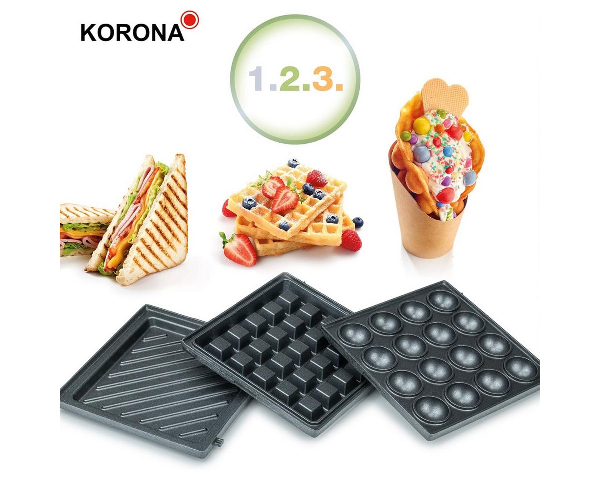 KORONA 3-in-1-Sandwichmaker mit Wechselplatten für Sandwiches Waffeln und Grillen Bild 4