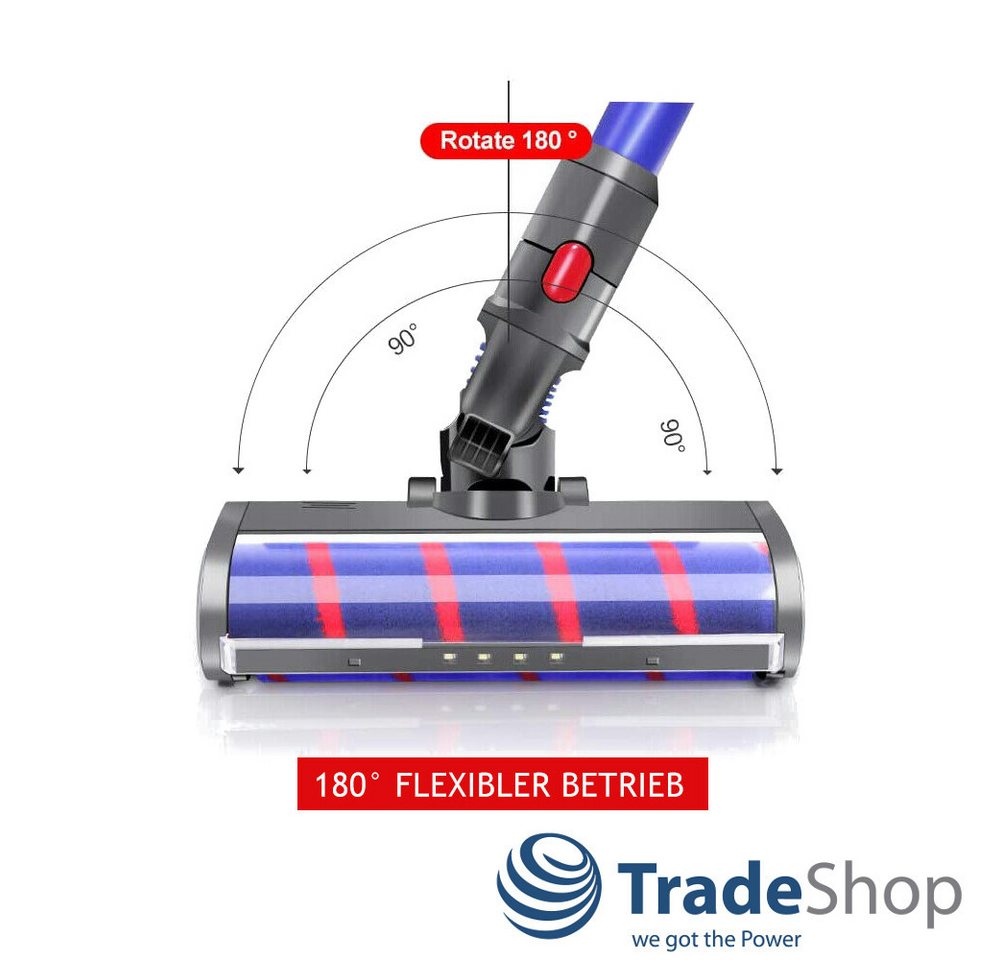 Trade-Shop Turbodüse passend für Dyson V8 Absolute Extra Animal Motorhead Parquet, Zubehör für Dyson Akku Staubsauger, mit LED / Turbodüse / Hartbodendüse / Softwalze Bild 3
