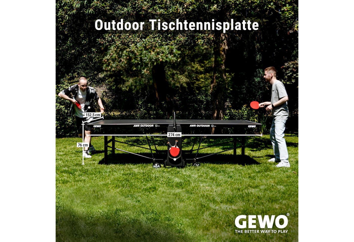 Gewo Tischtennisplatte Outdoor Profi AWR, Tischtennistisch klappbar, grau (1-tlg) Bild 2