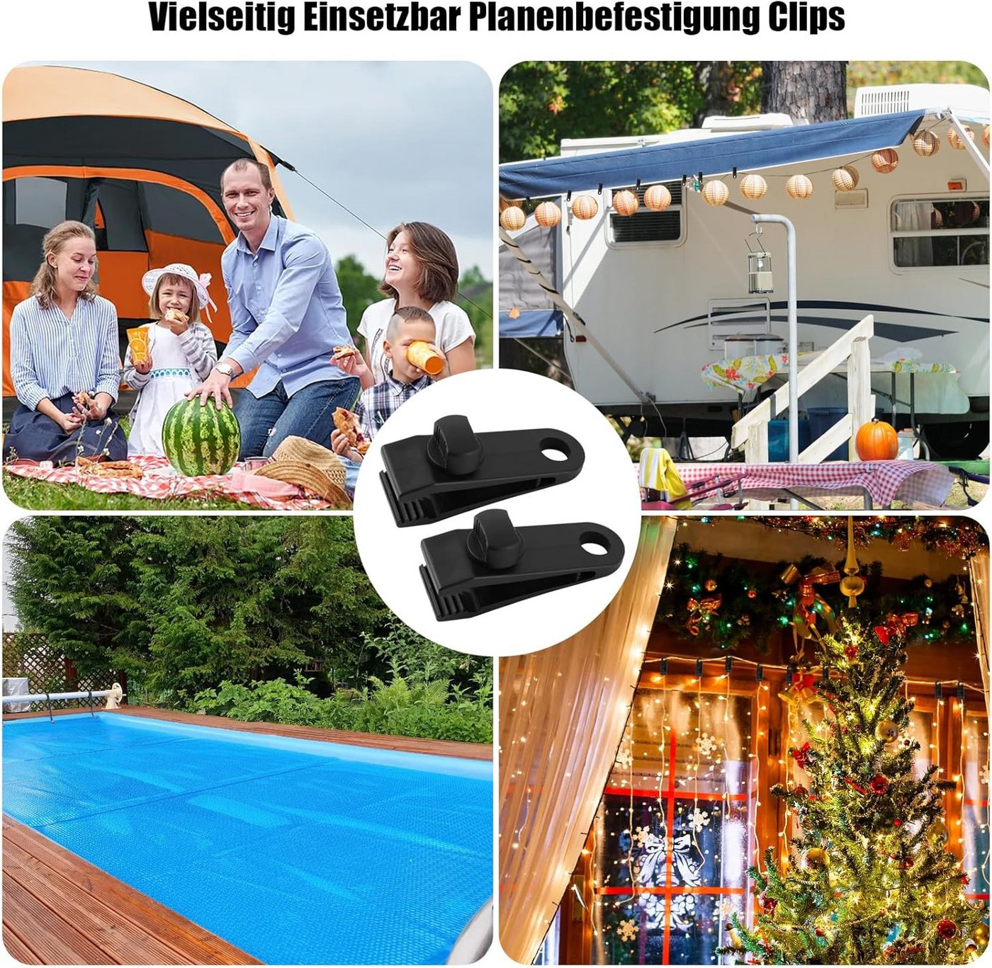 FELIXLEO Spanngurt 10 Stück Planenspanner Tarp Clips aus robustem Kunststoff für Zelte (1-St) Bild 3