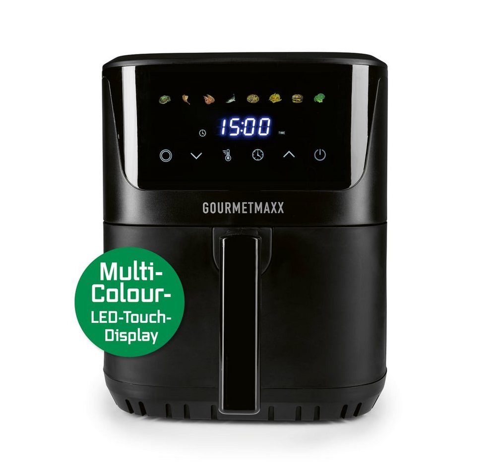 GOURMETmaxx Heißluftfritteuse GOURMETmaxx Heißluft-Fritteuse 1600W schwarz Digital 6,5l, 1600 W, GOURMETmaxx Heißluftfritteuse 6,5 Liter Bild 2