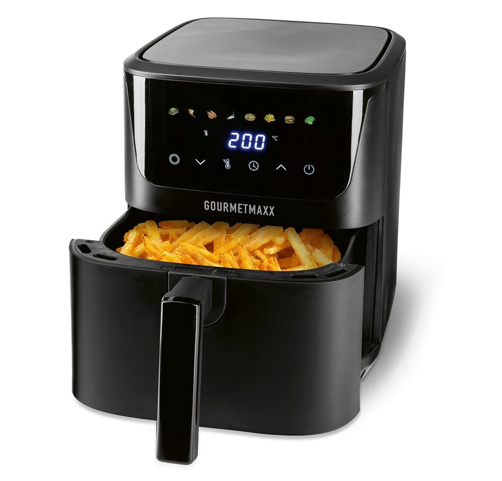GOURMETmaxx Heißluftfritteuse GOURMETmaxx Heißluft-Fritteuse 1600W schwarz Digital 6,5l, 1600 W, GOURMETmaxx Heißluftfritteuse 6,5 Liter Bild 3