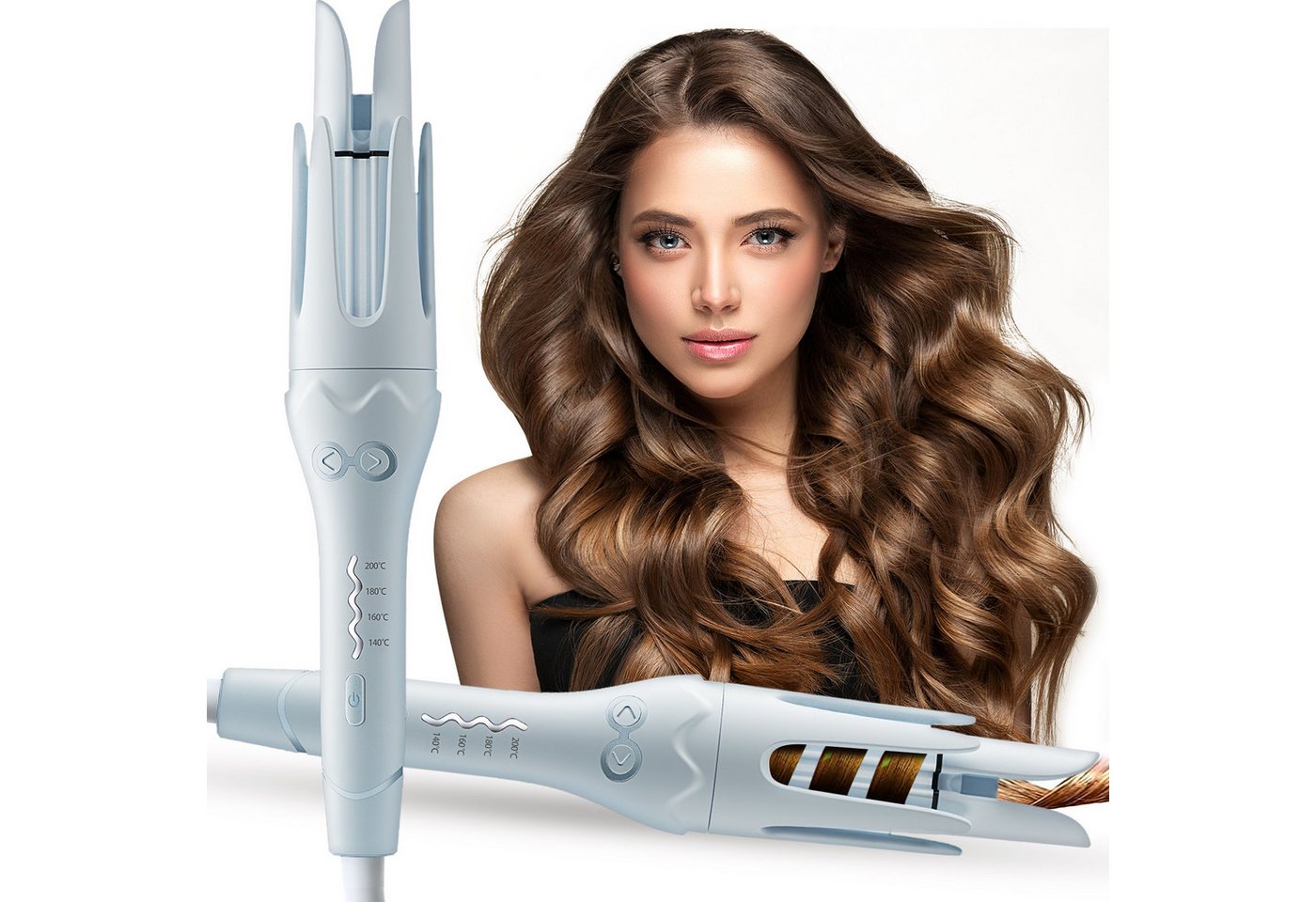 CkeyiN Pro Lockenstab Automatisch,36mm Lockenstab Große Locken,4 Temperatur, Keramik, 30 s Aufheizen,mit Ionen & Anti-Verbrennung Tempera,Bidirektional Bild 3