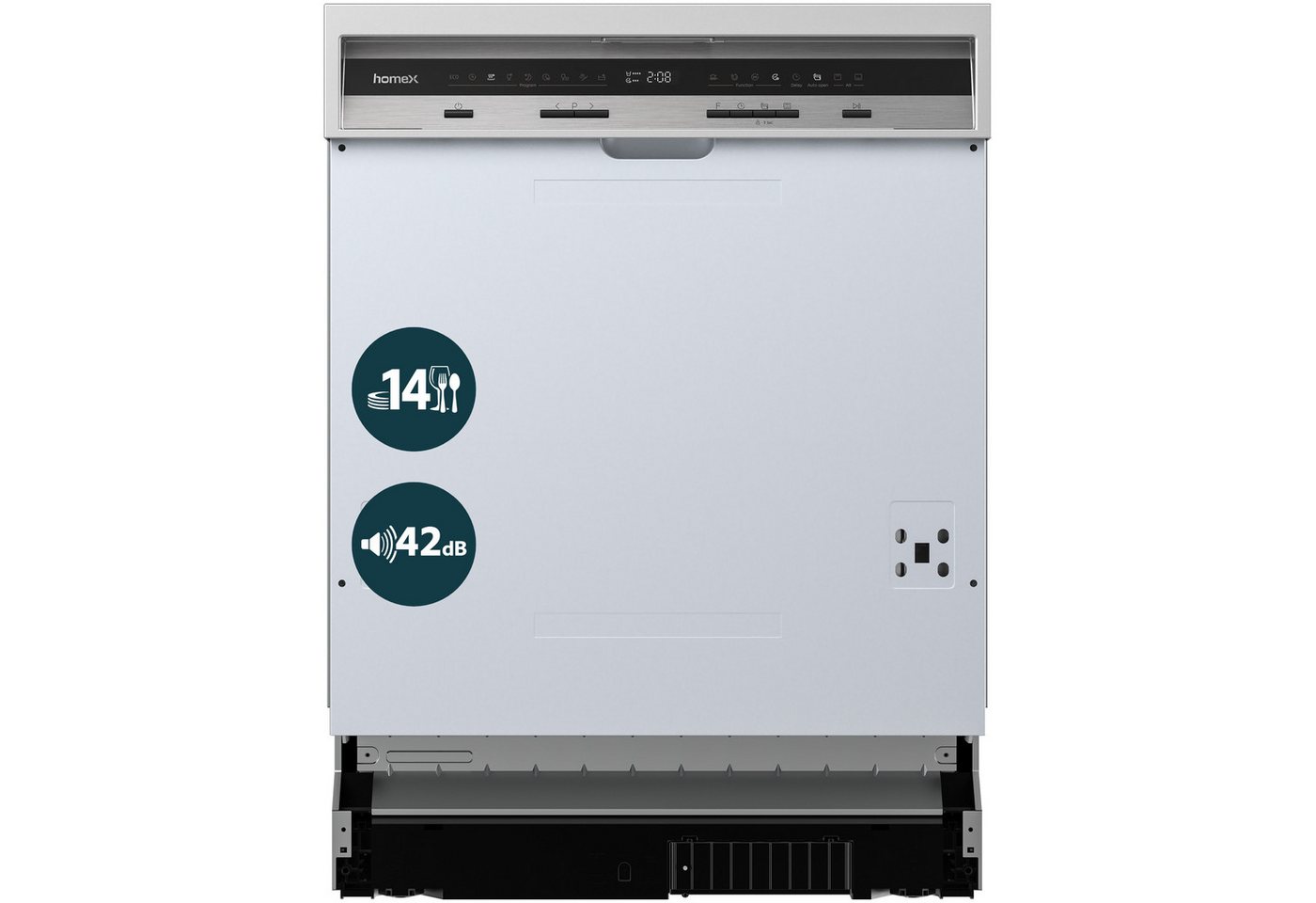 homeX teilintegrierbarer Geschirrspüler DWSI601442A, 10 l, 14 Maßgedecke, Einbau Spülmaschine teilintegriert 60 cm, 9 Programme, AquaStop, 42 dB Bild 3