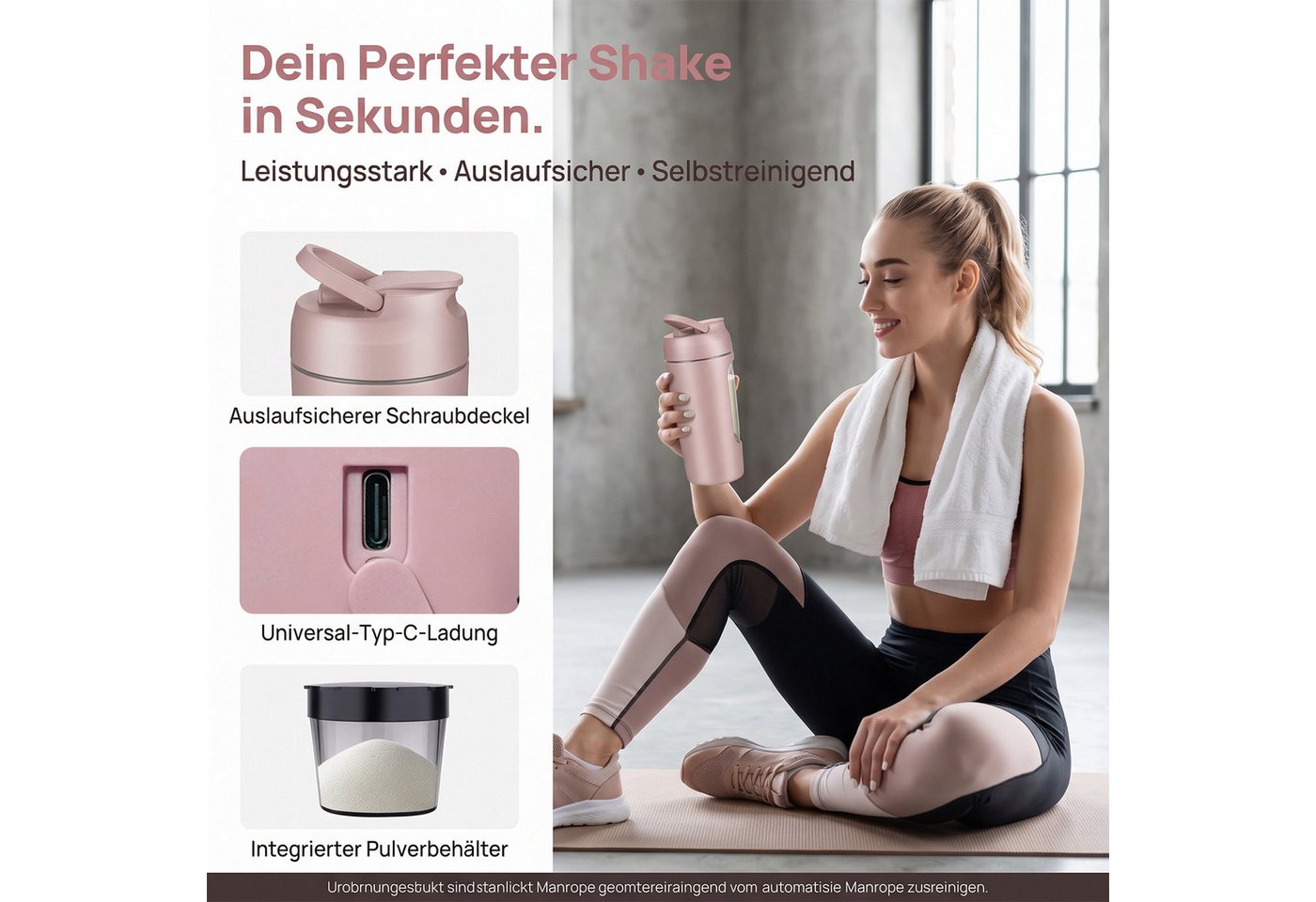 AKKEE Elektrischer Shaker Protein Shaker Elektrisch mit Pulverfach 650 ML BPA-freier, Vollautomatische Mischung