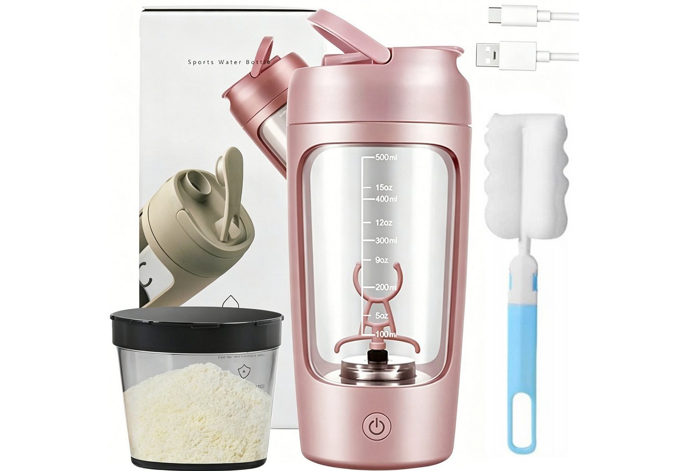 AKKEE Elektrischer Shaker Protein Shaker Elektrisch mit Pulverfach 650 ML BPA-freier, Vollautomatische Mischung Bild 4