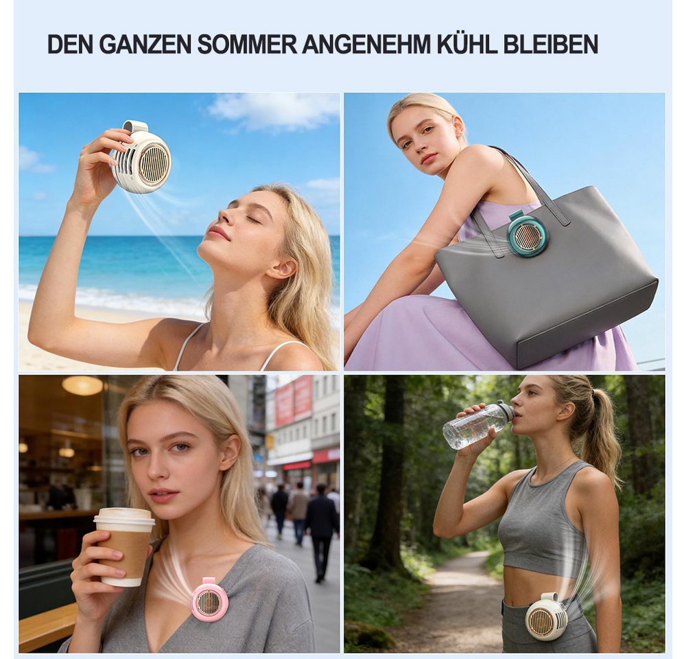 nsihing Handventilator Mini tragbarer geräuscharmer blattloser Ventilator, USB-Aufladung, Kann am Gürtel befestigt werden, geeignet für Outdoor, Reisen und Büro Bild 2