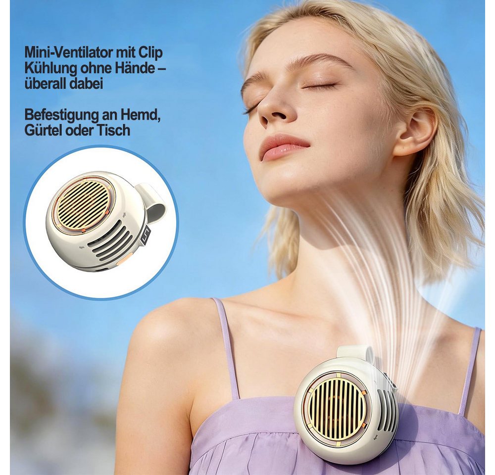 nsihing Handventilator Mini tragbarer geräuscharmer blattloser Ventilator, USB-Aufladung, Kann am Gürtel befestigt werden, geeignet für Outdoor, Reisen und Büro Bild 3