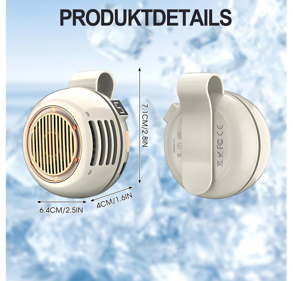 nsihing Handventilator Mini tragbarer geräuscharmer blattloser Ventilator, USB-Aufladung, Kann am Gürtel befestigt werden, geeignet für Outdoor, Reisen und Büro Bild 4