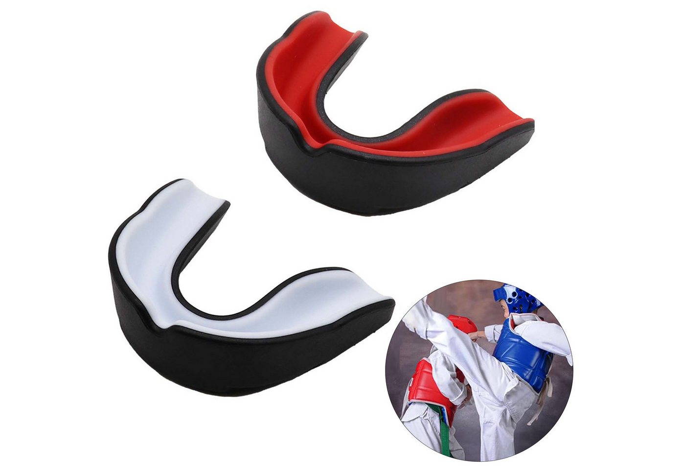 Keyura Zahnschutz Sport Zahnschutz,2 Stücke Mundschutz Boxen,Erwachsene, SchwarzWeiß (2-tlg., Mundschutz für MMA,Kampfsport,Boxen, Taekwondo,Hockey,Hockey und Mehr), Sport Zahnschutz,Mundschutz Boxen,Erwachsene Schwarz-Rot&Schwarz-Weiß Bild 3