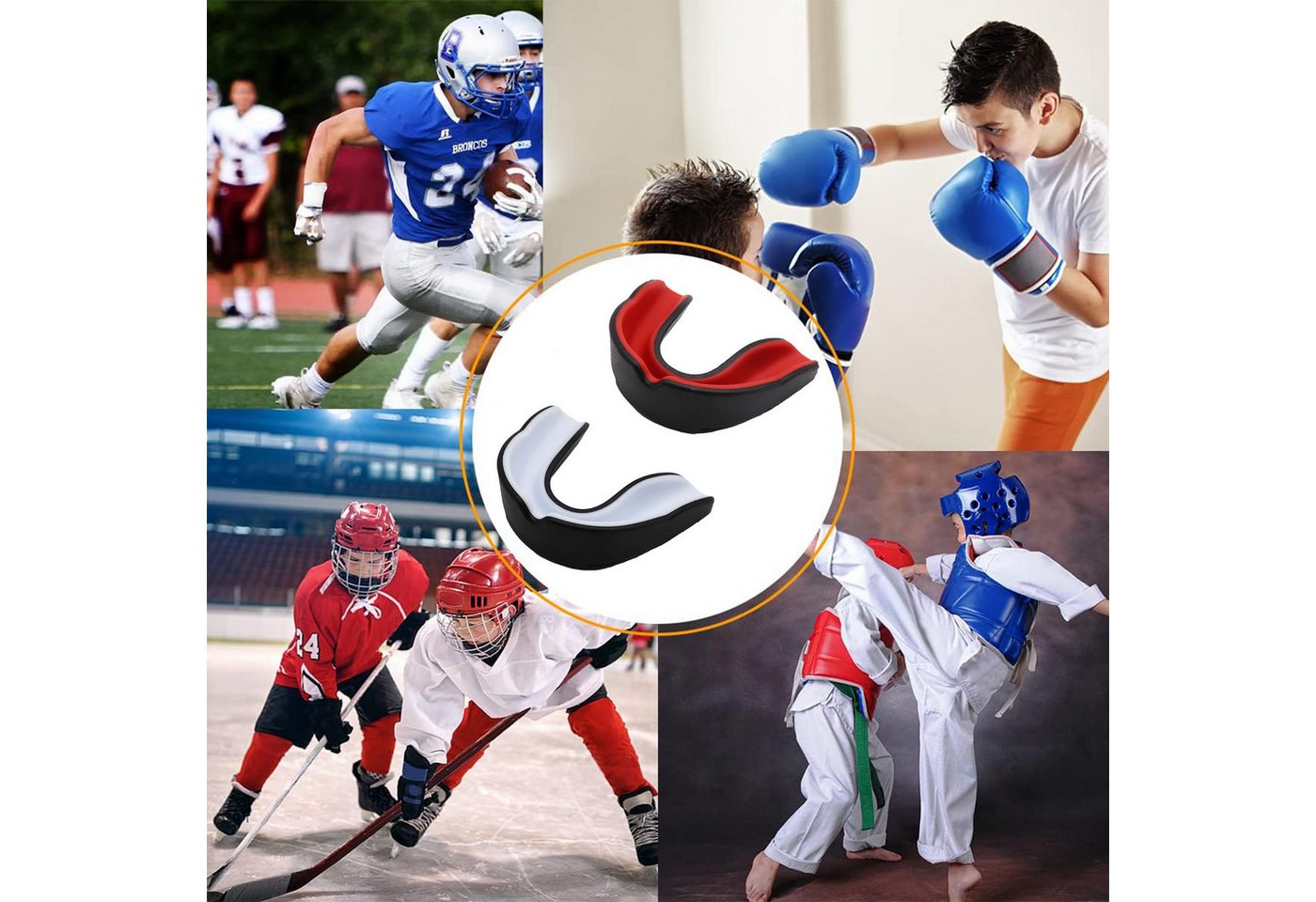 Keyura Zahnschutz Sport Zahnschutz,2 Stücke Mundschutz Boxen,Erwachsene, SchwarzWeiß (2-tlg., Mundschutz für MMA,Kampfsport,Boxen, Taekwondo,Hockey,Hockey und Mehr), Sport Zahnschutz,Mundschutz Boxen,Erwachsene Schwarz-Rot&Schwarz-Weiß Bild 4
