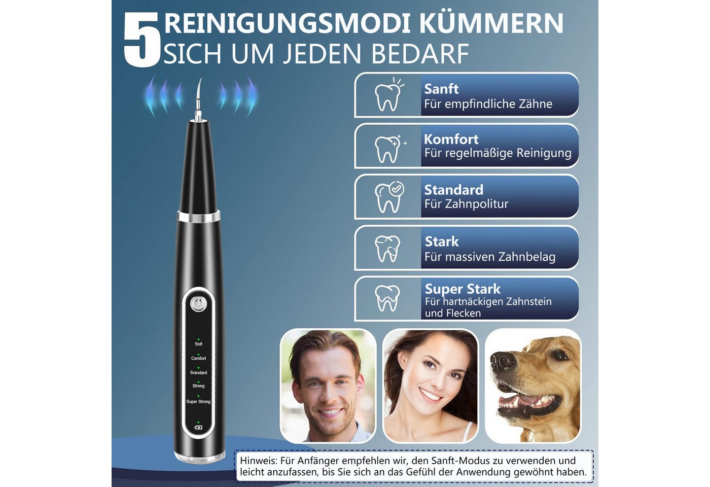 Futicare Zahnpflege-Set Mundpflegecenter für Pflege von Zahn Zu Hause, Es gibt 5 Einstellbare, Modi und USB-Wiederaufladbar, IPX7 Wasserdicht 3 austauschbare Reinigungsköpfe Bild 4