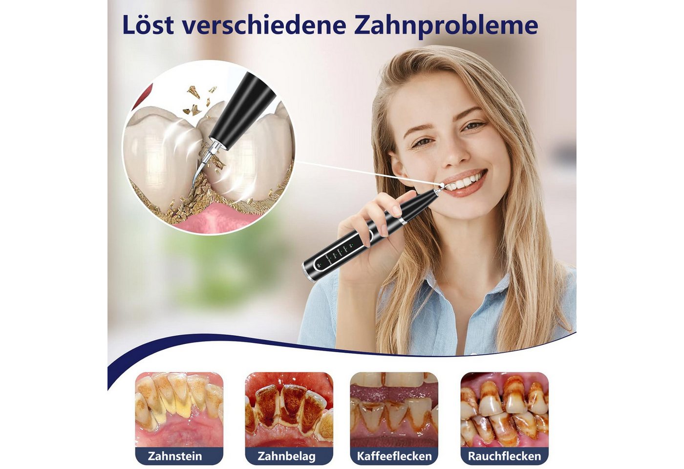 Futicare Zahnpflege-Set Mundpflegecenter für Pflege von Zahn Zu Hause, Es gibt 5 Einstellbare, Modi und USB-Wiederaufladbar, IPX7 Wasserdicht 3 austauschbare Reinigungsköpfe Bild 5