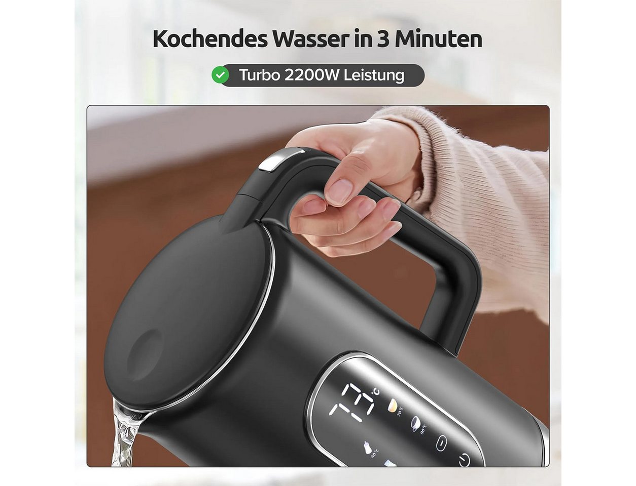 Olvy Wasserkocher Olvy Wasserkocher mit Temperatureinstellung 1.7L
