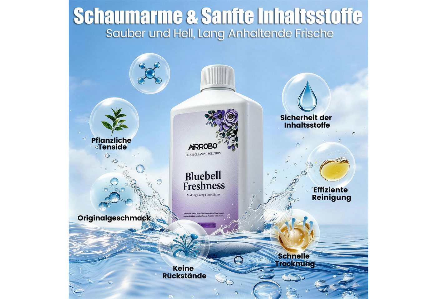 AIRROBO Nass-Trocken-Saugroboter 400ml Bodenreinigungsflüssigkeit Geeignet für M2 Bild 4