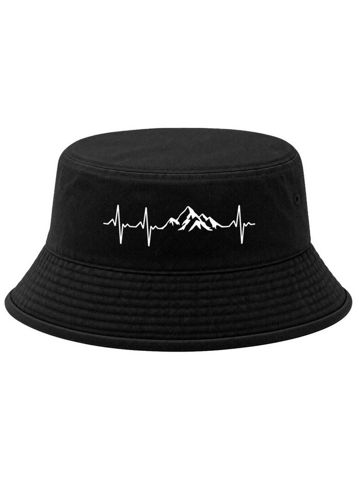 Neverless Fischerhut Anglerhut mit Print Bergliebe Baumwolle Bucket Hat Herren Damen
