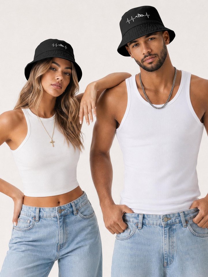 Neverless Fischerhut Anglerhut mit Print Bergliebe Baumwolle Bucket Hat Herren Damen Bild 3