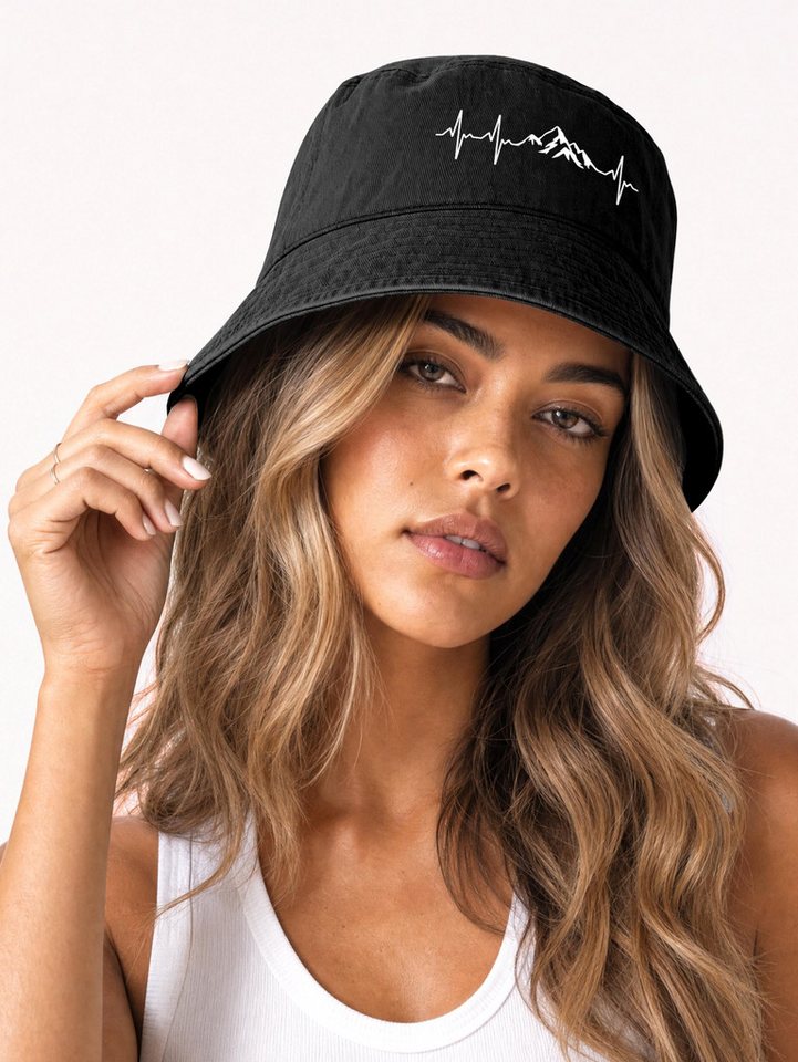 Neverless Fischerhut Anglerhut mit Print Bergliebe Baumwolle Bucket Hat Herren Damen Bild 4